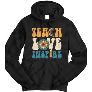 Back To School Teach Love Inspire Retro Teachers Tie Dye Hoodie