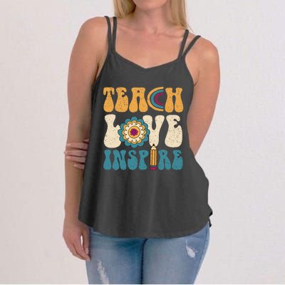 Back To School Teach Love Inspire Retro Teachers Women's Strappy Tank