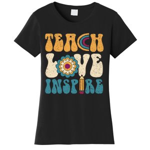 Back To School Teach Love Inspire Retro Teachers Women's T-Shirt