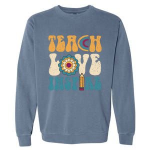 Back To School Teach Love Inspire Retro Teachers Garment-Dyed Sweatshirt