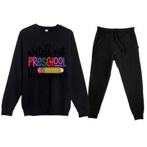 Back To School Watch Out Kindergarten Here I Come School Vibes 1st Day Of School Premium Crewneck Sweatsuit Set