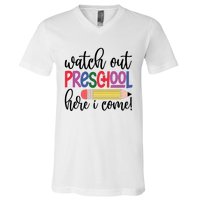 Back To School Watch Out Kindergarten Here I Come School Vibes 1st Day Of School V-Neck T-Shirt