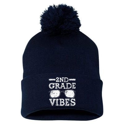 Back To School 2nd Grade Vibes First Day Teacher Pom Pom 12in Knit Beanie