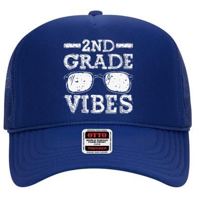 Back To School 2nd Grade Vibes First Day Teacher High Crown Mesh Back Trucker Hat