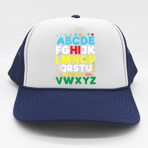 Back To School Alphabet Kindergarten Teacher Trucker Hat