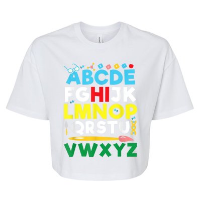 Back To School Alphabet Kindergarten Teacher Bella+Canvas Jersey Crop Tee