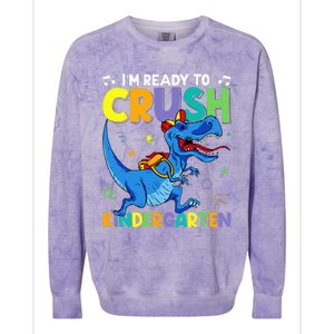 Back To School Dino I'm Ready To Crush Kindergarten Dinosaur Colorblast Crewneck Sweatshirt