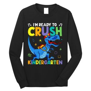 Back To School Dino I'm Ready To Crush Kindergarten Dinosaur Long Sleeve Shirt