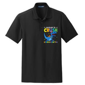 Back To School Dino I'm Ready To Crush Kindergarten Dinosaur Dry Zone Grid Polo