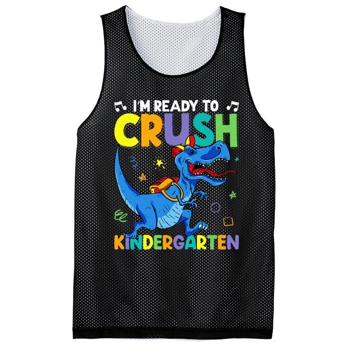 Back To School Dino I'm Ready To Crush Kindergarten Dinosaur Mesh Reversible Basketball Jersey Tank