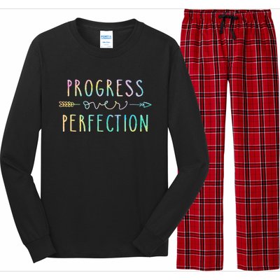 Back To School Progress Over Perfection Motivational Gifts Long Sleeve Pajama Set