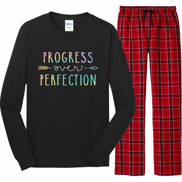 Back To School Progress Over Perfection Motivational Gifts Long Sleeve Pajama Set