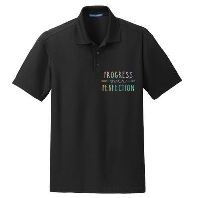 Back To School Progress Over Perfection Motivational Gifts Dry Zone Grid Polo