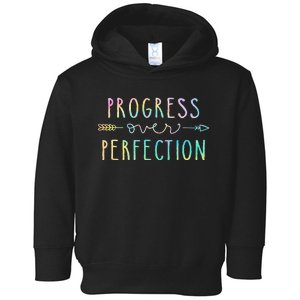 Back To School Progress Over Perfection Motivational Gifts Toddler Hoodie