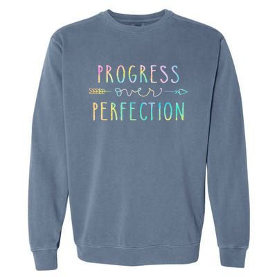 Back To School Progress Over Perfection Motivational Gifts Garment-Dyed Sweatshirt