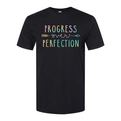 Back To School Progress Over Perfection Motivational Gifts Softstyle CVC T-Shirt