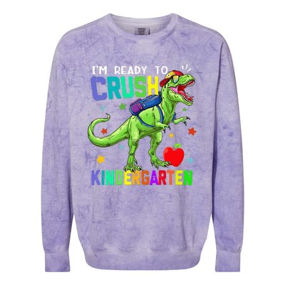 back to school dinosaur im ready to crush kindergarten Colorblast Crewneck Sweatshirt