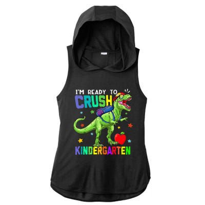 back to school dinosaur im ready to crush kindergarten Ladies PosiCharge Tri-Blend Wicking Draft Hoodie Tank