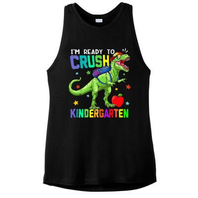 back to school dinosaur im ready to crush kindergarten Ladies PosiCharge Tri-Blend Wicking Tank