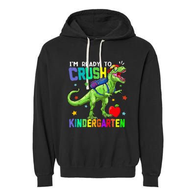 back to school dinosaur im ready to crush kindergarten Garment-Dyed Fleece Hoodie