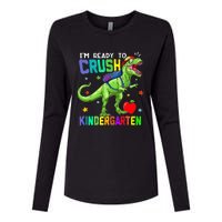 back to school dinosaur im ready to crush kindergarten Womens Cotton Relaxed Long Sleeve T-Shirt