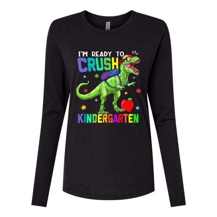 back to school dinosaur im ready to crush kindergarten Womens Cotton Relaxed Long Sleeve T-Shirt