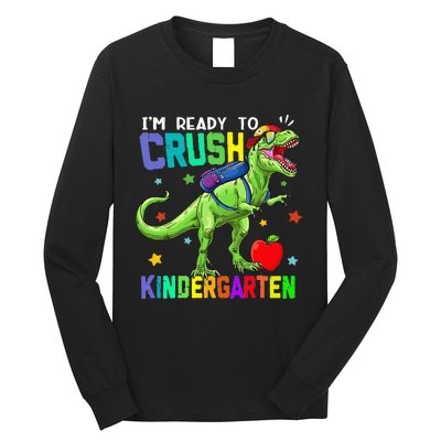 back to school dinosaur im ready to crush kindergarten Long Sleeve Shirt