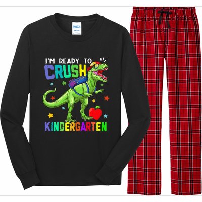 back to school dinosaur im ready to crush kindergarten Long Sleeve Pajama Set