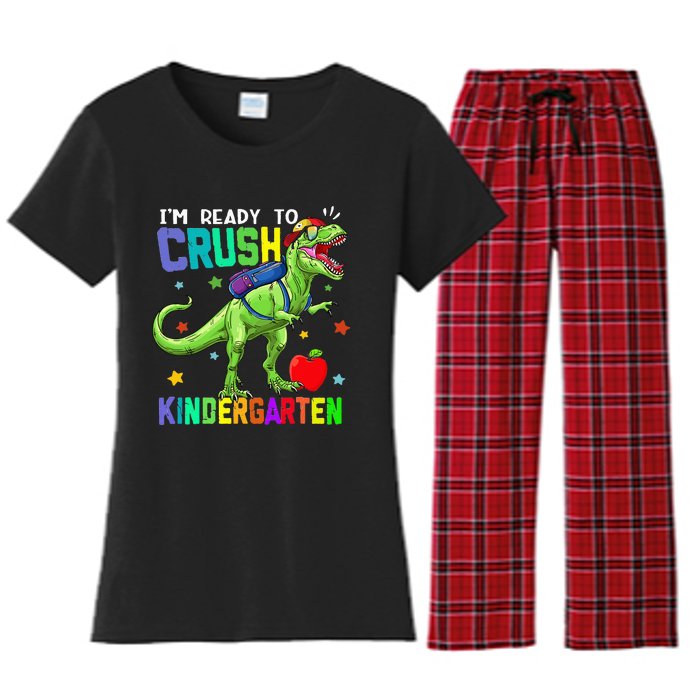 back to school dinosaur im ready to crush kindergarten Women's Flannel Pajama Set