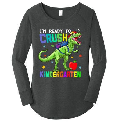 back to school dinosaur im ready to crush kindergarten Women's Perfect Tri Tunic Long Sleeve Shirt