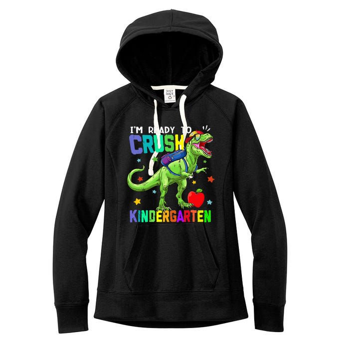 back to school dinosaur im ready to crush kindergarten Women's Fleece Hoodie