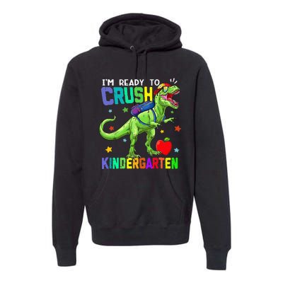 back to school dinosaur im ready to crush kindergarten Premium Hoodie