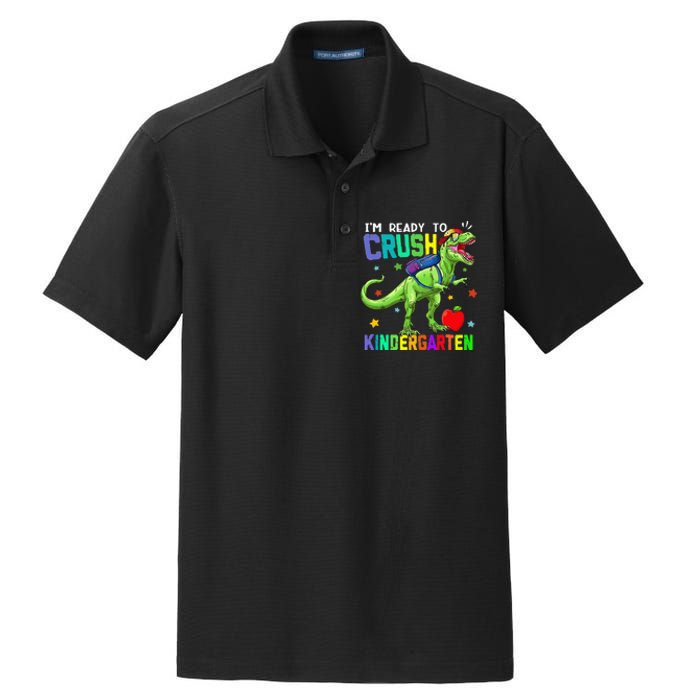 back to school dinosaur im ready to crush kindergarten Dry Zone Grid Polo