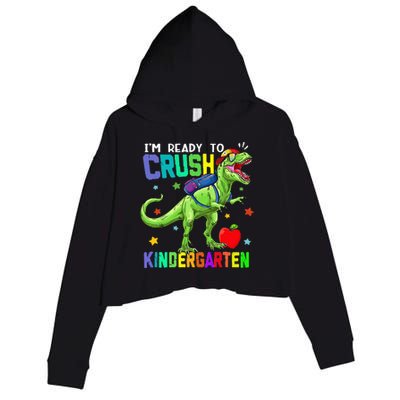 back to school dinosaur im ready to crush kindergarten Crop Fleece Hoodie