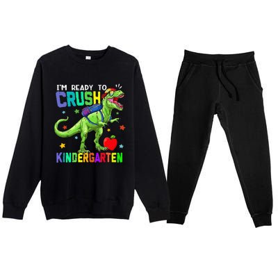 back to school dinosaur im ready to crush kindergarten Premium Crewneck Sweatsuit Set