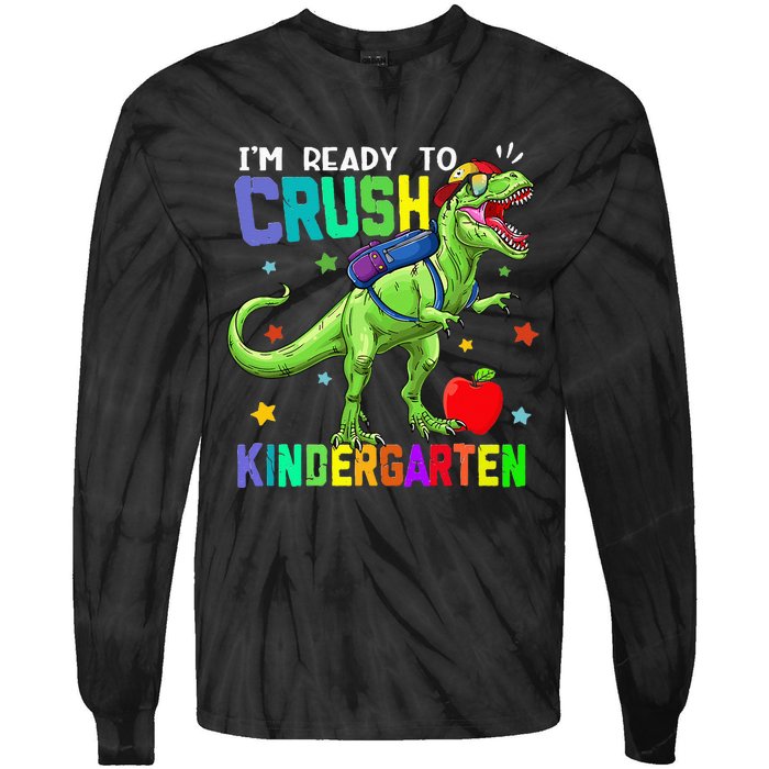 back to school dinosaur im ready to crush kindergarten Tie-Dye Long Sleeve Shirt