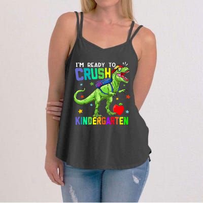 back to school dinosaur im ready to crush kindergarten Women's Strappy Tank