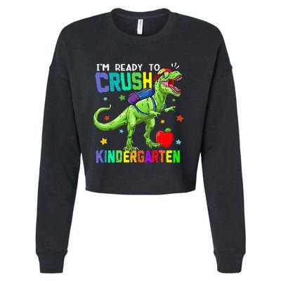 back to school dinosaur im ready to crush kindergarten Cropped Pullover Crew