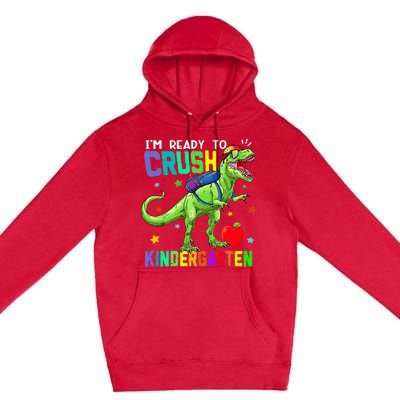 back to school dinosaur im ready to crush kindergarten Premium Pullover Hoodie