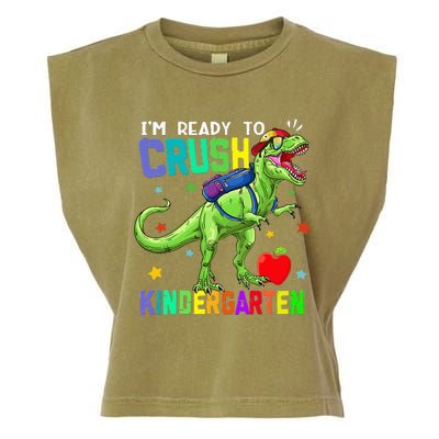 back to school dinosaur im ready to crush kindergarten Garment-Dyed Women's Muscle Tee