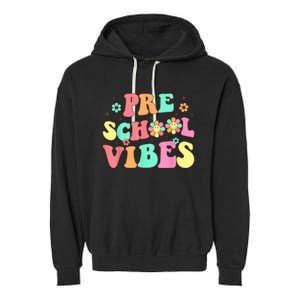 Back To School Preschool Vibes Groovy Teacher Wo Kid Garment-Dyed Fleece Hoodie