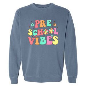 Back To School Preschool Vibes Groovy Teacher Wo Kid Garment-Dyed Sweatshirt