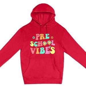 Back To School Preschool Vibes Groovy Teacher Wo Kid Premium Pullover Hoodie