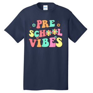 Back To School Preschool Vibes Groovy Teacher Wo Kid Tall T-Shirt