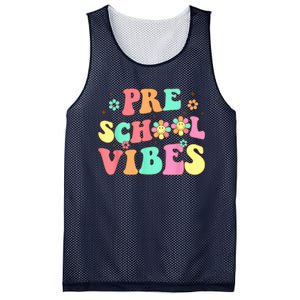 Back To School Preschool Vibes Groovy Teacher Wo Kid Mesh Reversible Basketball Jersey Tank