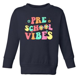 Back To School Preschool Vibes Groovy Teacher Wo Kid Toddler Sweatshirt