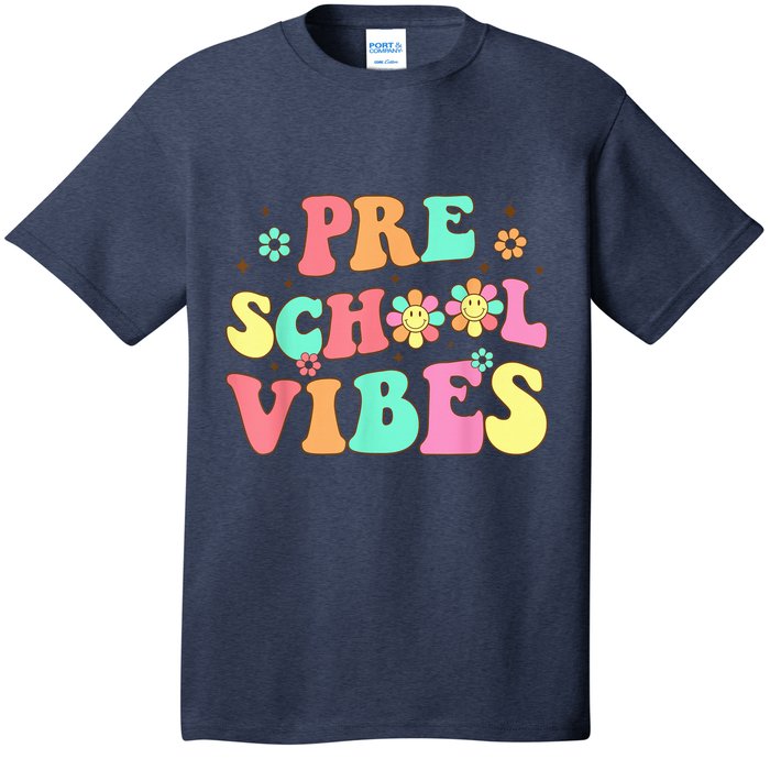 Back To School Preschool Vibes Groovy Teacher Wo Kid T-Shirt