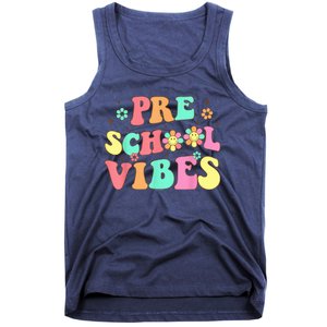 Back To School Preschool Vibes Groovy Teacher Wo Kid Tank Top