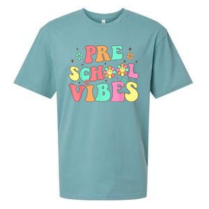 Back To School Preschool Vibes Groovy Teacher Wo Kid Sueded Cloud Jersey T-Shirt