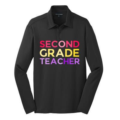 Back To School 2Nd Second Grade Teacher Gift Silk Touch Performance Long Sleeve Polo